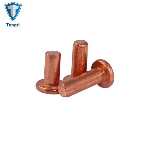 2mm 10mm Non Plating Brass Copper Flat Head Solid Rivets China Rivets And Solid Rivets