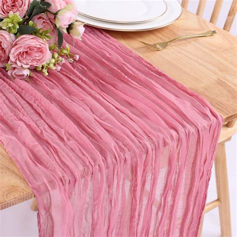 Amazon SAJOO Dusty Rose Cheesecloth Table Runner Gauze Table