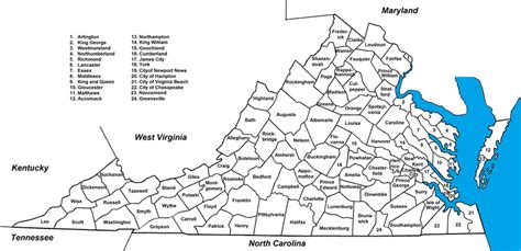 Virginia County Map With Names Virginia Map