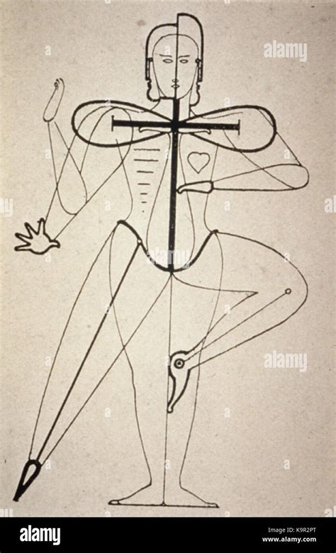 Oskar Schlemmer Sketch Of Figural Movement For Dance 1921 Stock Photo