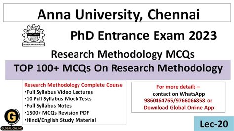 Top Mcqs On Research Methodology Phd Entrance Test At Anna