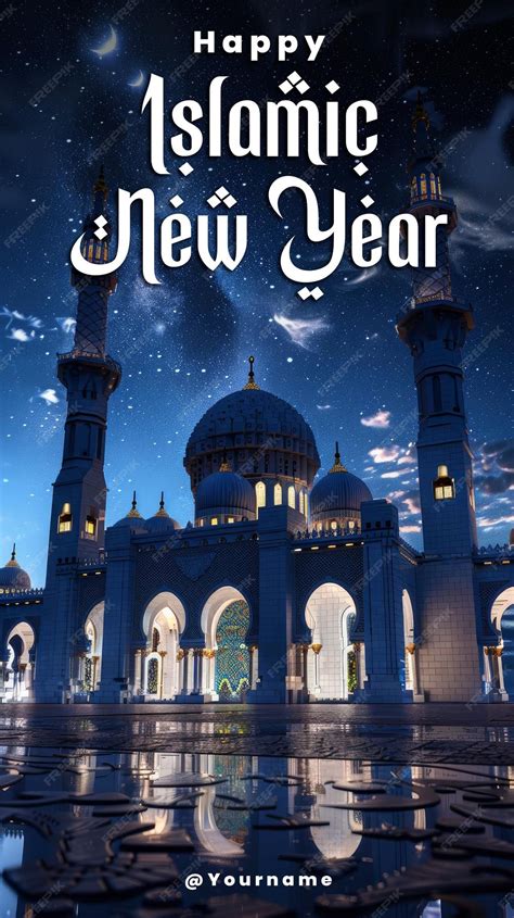 Premium Psd Islamic New Years Eve Poster With A Picture Of A Mosque