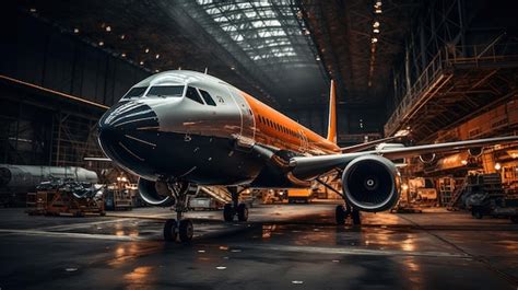 Premium AI Image | Large aircraft in aircraft maintenance hangar