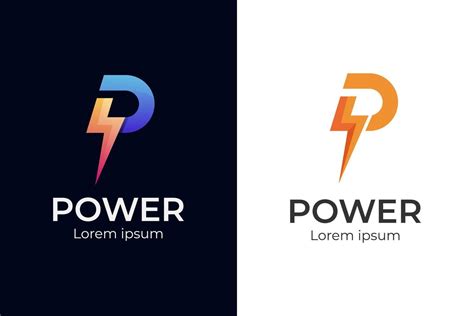 Initial Letter P Power Electric Modern Logo Vector Symbol Elements