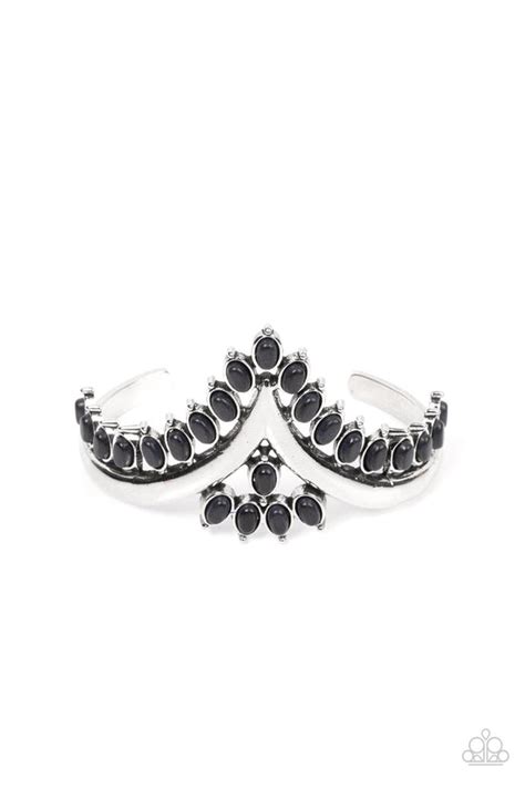 Paparazzi Teton Tiara Black Stone Cuff Bracelet Carasshop