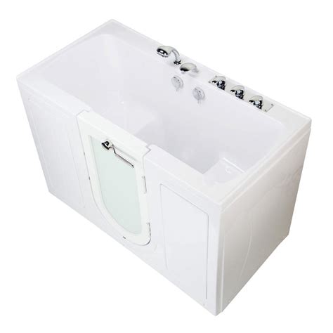 Ella Tub4Two 60 in. Acrylic Walk-In Soaking Bathtub in White Right Outward Door Fast Fill Faucet ...