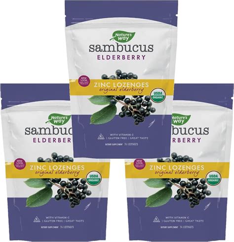 Amazon Nature S Way Organic Sambucus Zinc Lozenges With