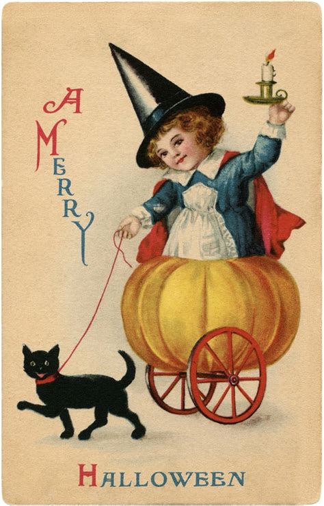 Vintage Sweet Halloween Witch Image - Darling! - The Graphics Fairy