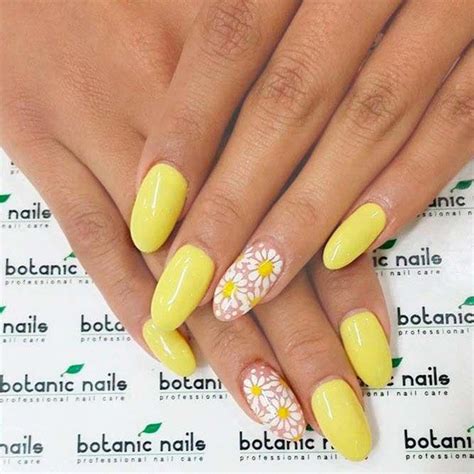 30 Flower Nail Designs To Try In 2024 Yellow Nails Sunflower Nails Botanic Nails