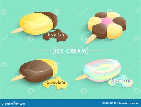 Conjunto De Ilustraciones Aisladas De La Barra De Helado Vectorial