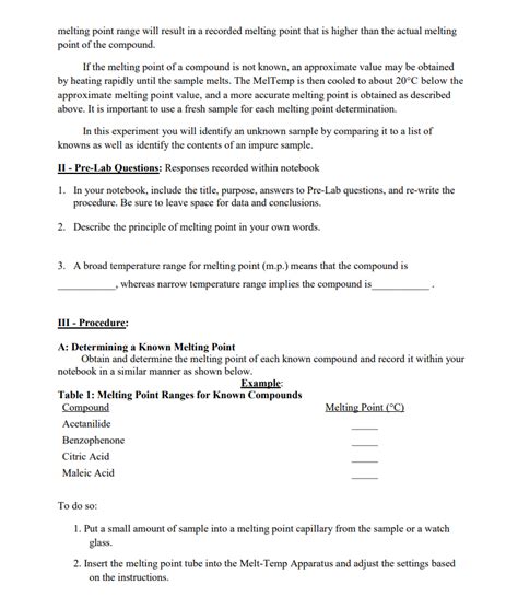 Lab Report Melting Point Determination Experiment Chegg