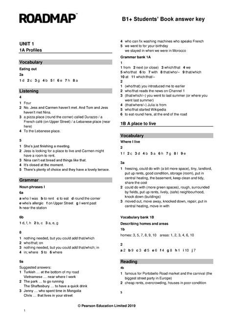 546 4 Roadmap B1 Student S Book Answer Keys 2019 Pearson