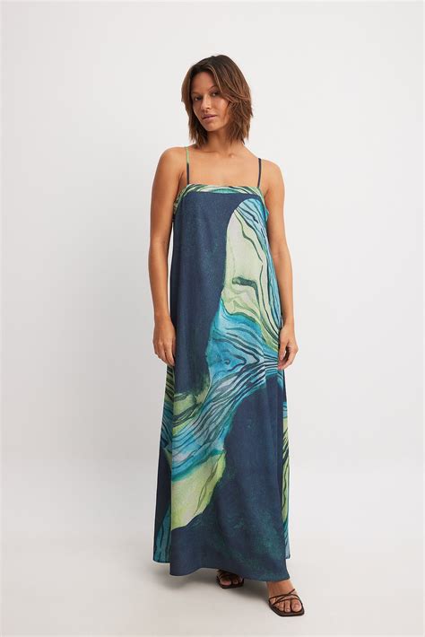 Flowy Printed Maxi Dress Multicolor Na Kd