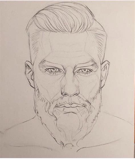 A Pencil Drawing Of A Man With A Beard