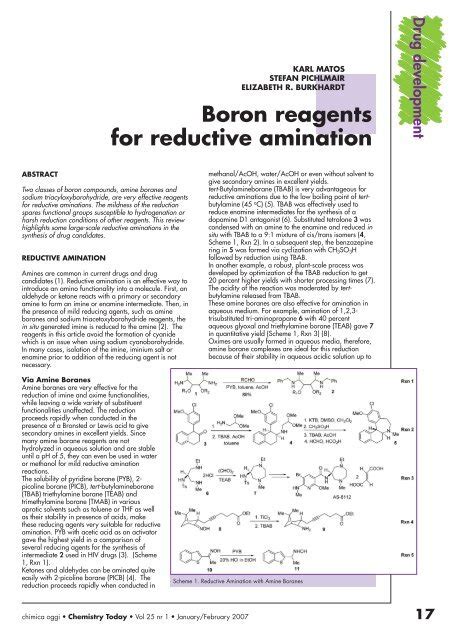 Boron reagents for reductive amination - CHIMICA OGGI ...