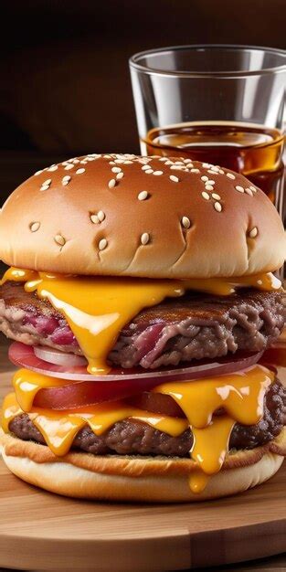 Premium Ai Image A Hamburger With Cheese And Meat On It