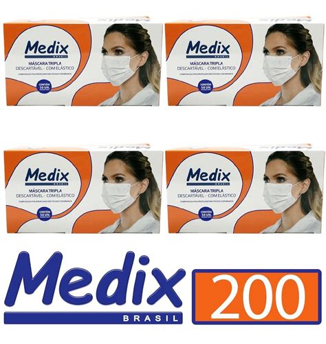 Kit 200 Máscara Caixa Descartável Medix Tripla Camada Anvisa MercadoLivre