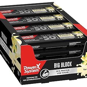 Power System Big Block Vanille 16x100g 50 High Protein Bar Low Sugar