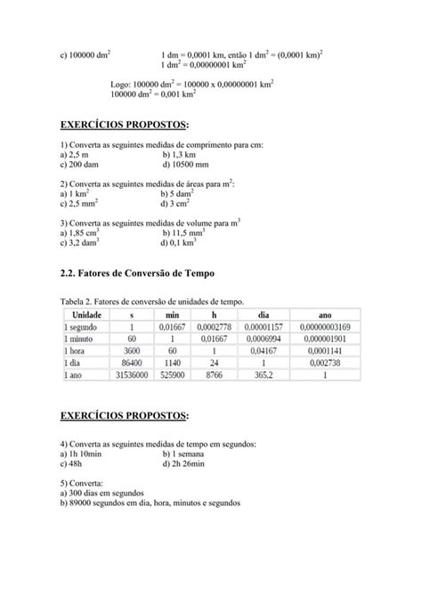 Exercicios conversão unidades derivadas PDF