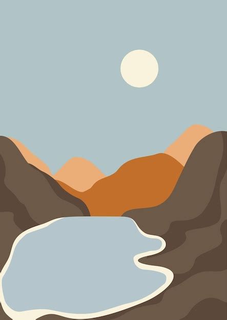 Cartel De Ilustraci N De Paisaje Nocturno De Lago Y Monta A Vector