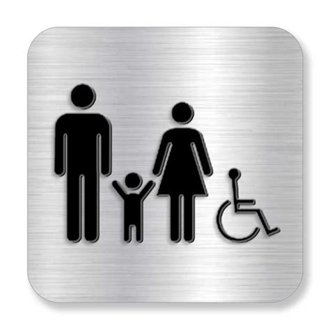 Plaque De Porte Ou Murale Avec Pictogramme En Relief 3D Toilette Familiale