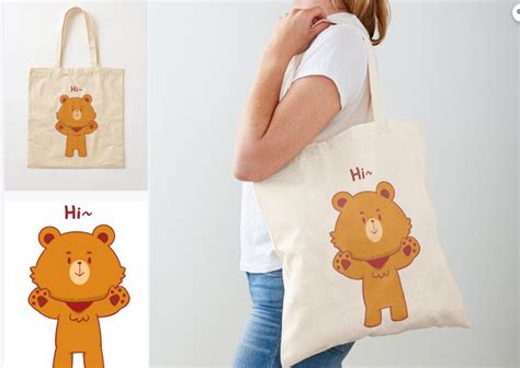 Cute Bear Cotton Tote Bag By Shyshop In 2021 Printed Tote Bags Tote Bag Bags