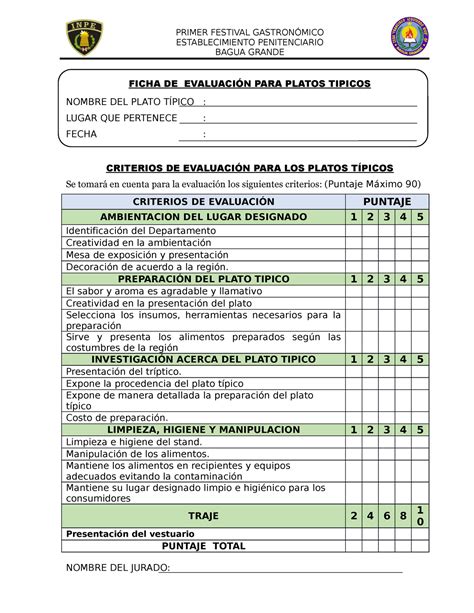 439797327 Ficha De Evaluacion Para Platos Tipicos PRIMER FESTIVAL