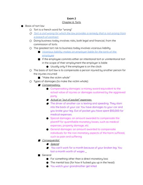 Exam Acct Robert Cochran Exam Chapter Torts Chapter