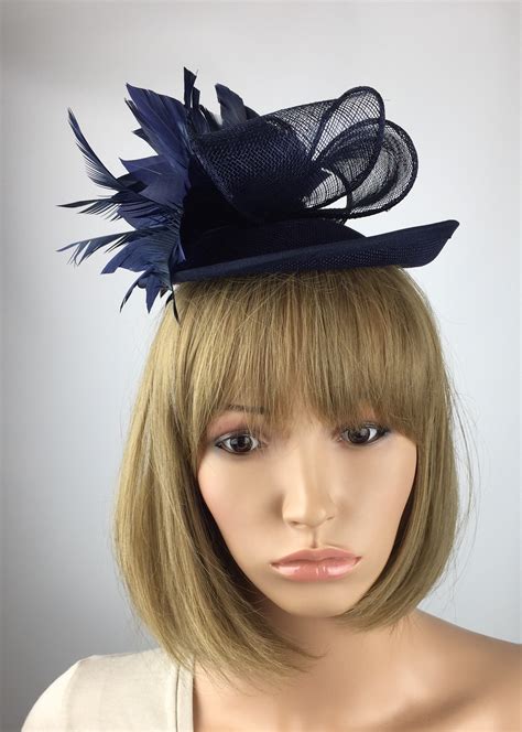 Dark Blue Fascinator Navy Blue Fascinator Blue Wedding Hat Etsy