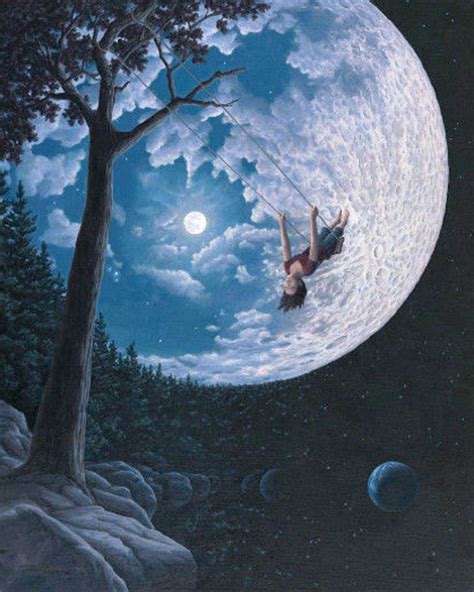 Rob Gonsalves Over The Moonmind Twisting Optical Illusiongreat T