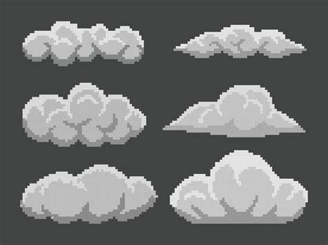 Set Of Pixel Clouds On Black Background 2291164 Vector Art At Vecteezy