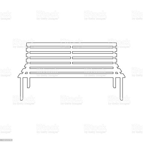 Garden Bench Public Park Furniture Design Flat Vector Illustration Isolated On White Stock