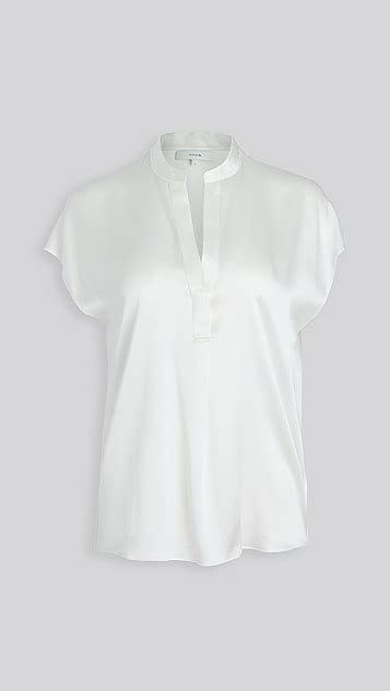 Vince Sleeveless Shirred Back Silk Blouse Shopbop