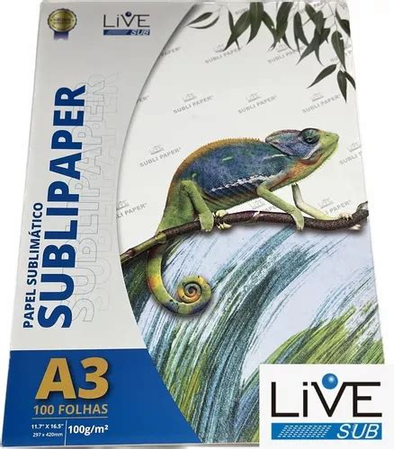 Papel Sublimático Live Sub 100gr Sublimação A3 100 Folhas