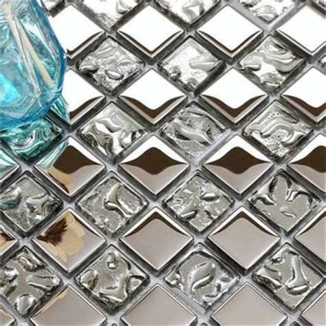 Electroplated Silver Glass Mosaic Tiles Backsplash Kitchen Cgmt1906