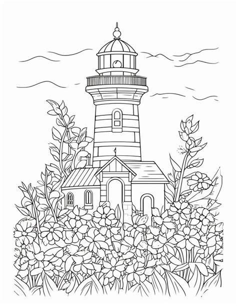 Printable Lighthouse Scene Coloring Pages For Adults Printable Pd