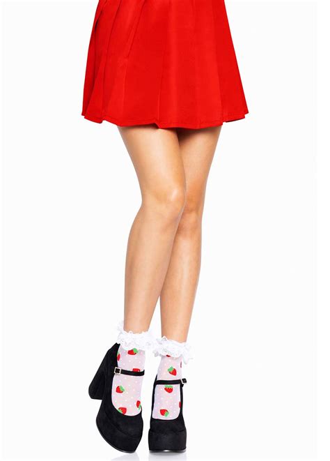 Strawberry Polka Dot Ruffle Ankle Socks