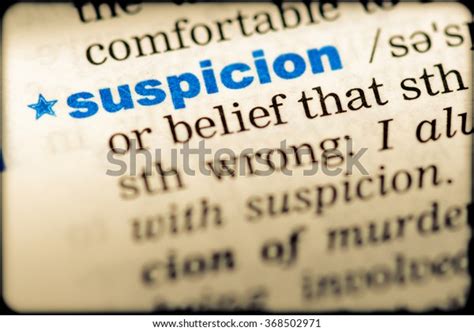 Closeup Word English Dictionary Suspicion Definition Foto De Stock