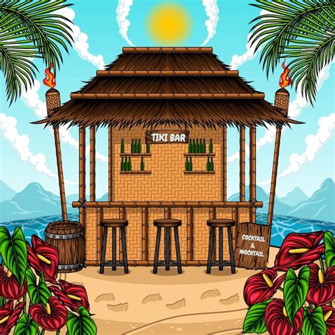 TIKI CLIPART Tropical Cocktail Bar Icons Tiki Bar Hawaiian Clipart