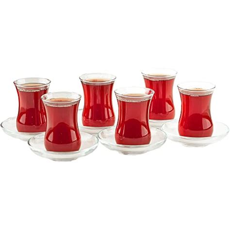 Turkish Tea Glasses And Saucers Set Pieces Arabic Persian Tea