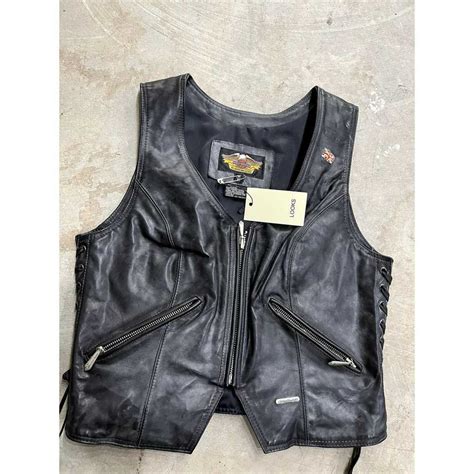 1990s Harley Davidson Leather Vest Gem