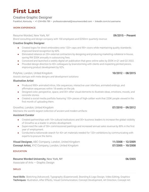 Creative Graphic Designer Resume Examples for 2025 | Resume Worded