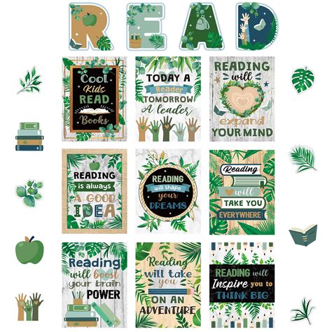 Buy Zonon Pcs Reading Bulletin Board Eucalyptus Classroom