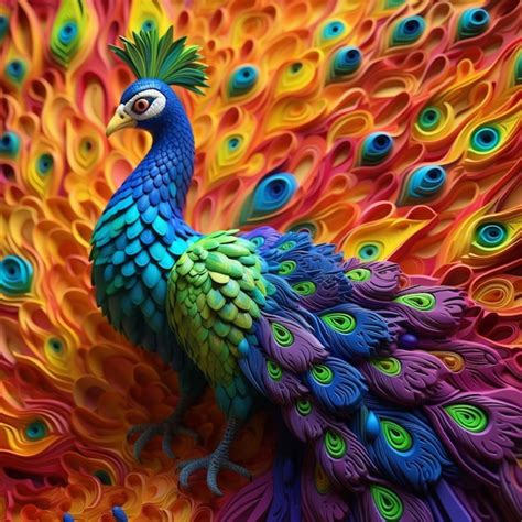 Premium AI Image | brightly colored peacock with feathers of many ...