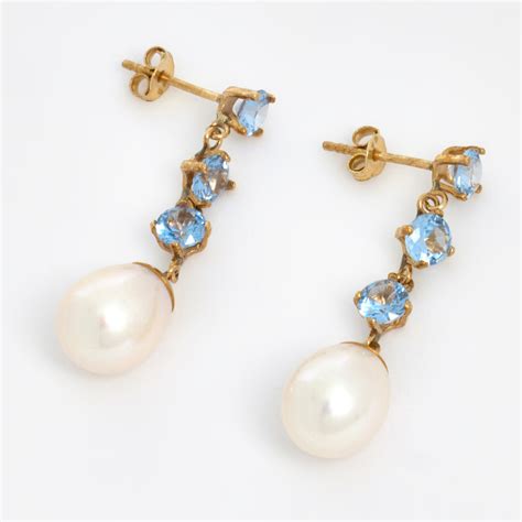 9ct Yellow Gold Pearl Drop Earrings Tk Maxx Uk