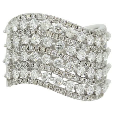 Diamond Gold Multi Row Interlocking Ring At 1stDibs