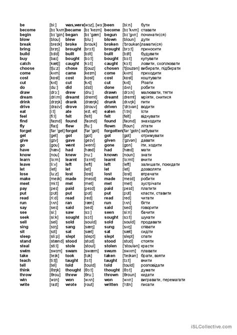 Irregular Words List General Gramma English ESL Worksheets Pdf Doc