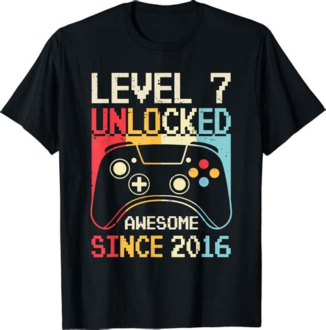 Level 7 Unlocked Video Game 7th Birthday Gamer Boys Kids T Shirt