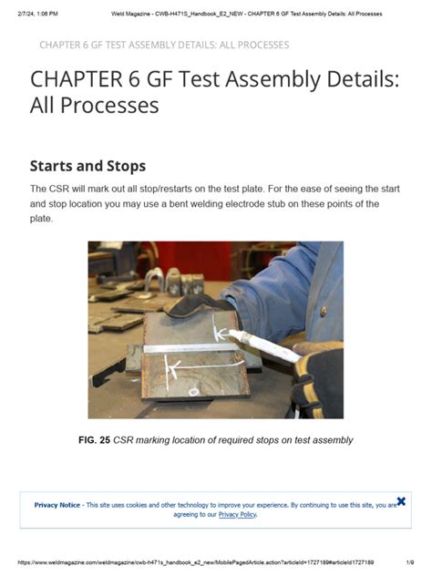 Weld Magazine Cwb H471s Handbook E2 New Chapter 6 Gf Test Assembly Details All