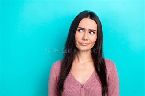 Portrait Photo Of Attractive Young Girl Looking Interested Empty Space